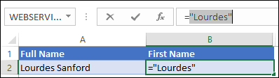 first word from a text string from a cell in excel return by this formula min