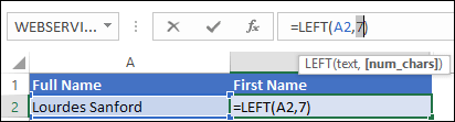 how combination of search and left works to get first word from a text string from a cell in excel min