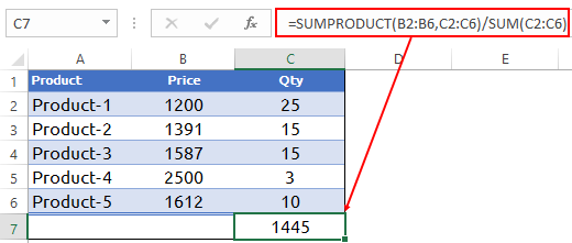 click ok in data table to use to calculate weighted average in excel with sumproduct