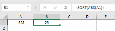 combining sqrt with abs to calculate square root for a negative