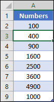 select any cell from the table to calculate square root in excel using power query