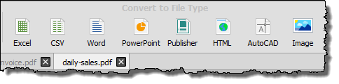 buttons will get highligted to convert pdf file into an excel workbook