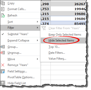 excel pivot table tips tricks to hide selection