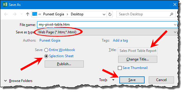 excel pivot table tips tricks to save a pivot table as a web page