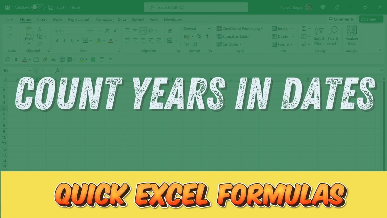 Count Years Between Two Dates / Excel Formula