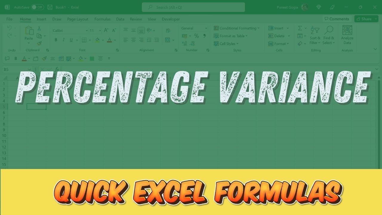 Percentage Variance / Excel Formula