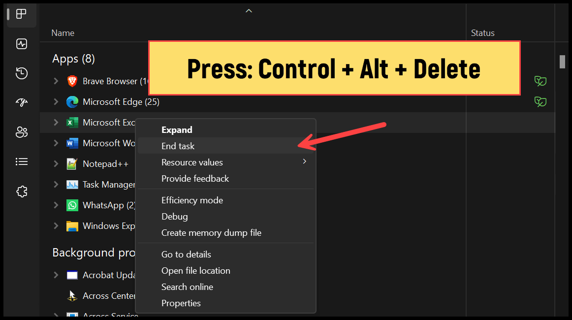 How to force close excel quit application 