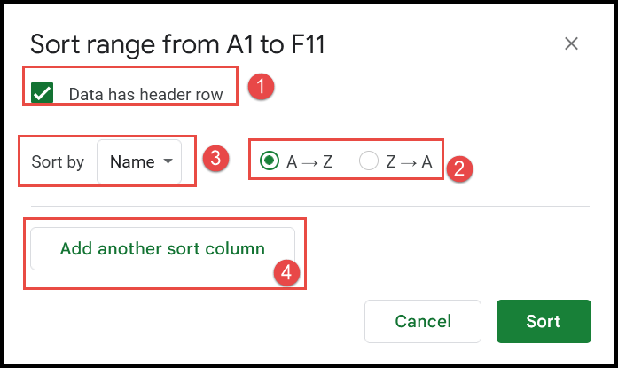 sort-range-dialog-box
