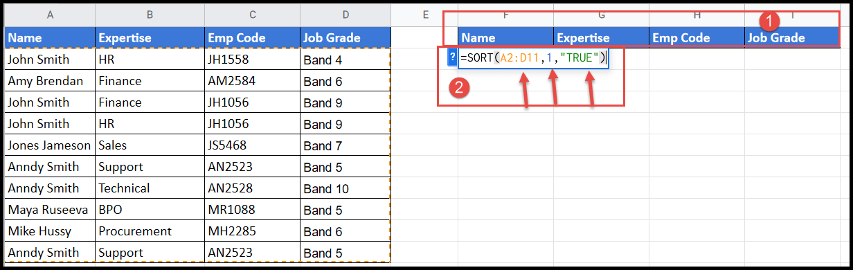 sort-using-sort-formula
