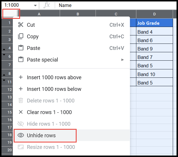 choose-unhide-rows