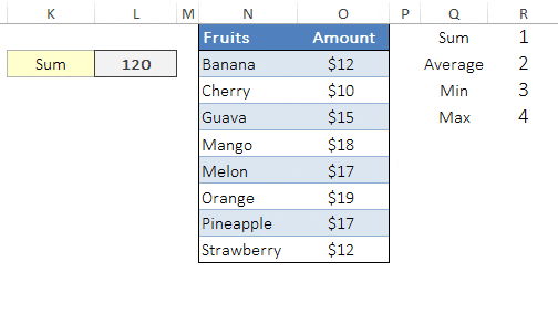 Use Excel CHOOSE Function With Drop Down List