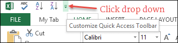 click drop down to activate auto format in excel