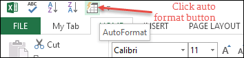 click on auto format buttton to add formatting on data table