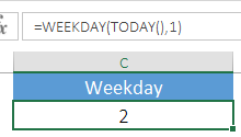 Examples For Excel WEEKDAY Function