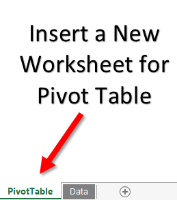 insert a new worksheet to use vba to create pivot table in excel