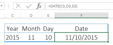 create a valid date with excel date function