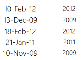 use excel year function with to get year number