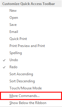 Quick Access Toolbar Menu To Add Excel Camera Tool