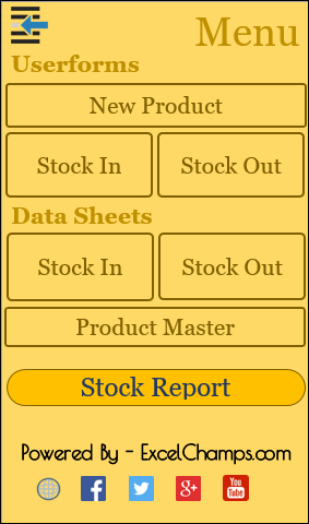 menu in excel inventory management template