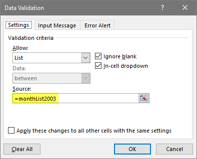 use dynamic range to create dynamic drop down list for 2003