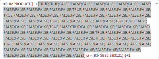 check first part of the formula to data table to create rank if with sumproduct for conditional ranking
