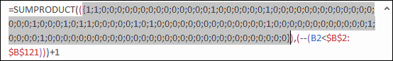 check first part of the formula with minus sign to data table to create rank if with sumproduct for conditional ranking