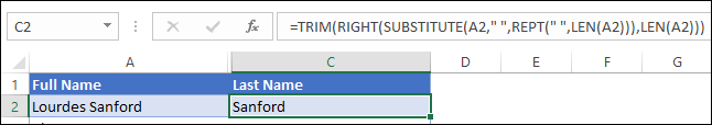 formula combination to get last word from a text string from a cell in excel min