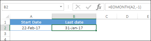 get end of the month date for previous month using eomonth