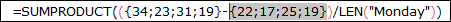 use sumproduct formula to count a specific words from a range 2