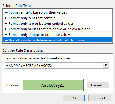 add formula to highlight dates between two dates.png