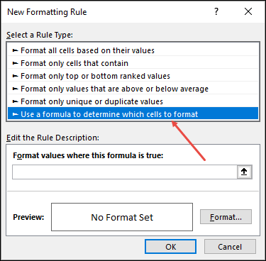 click on formula rule to highlight dates between two dates