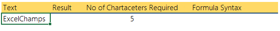 extract excel champs using left function