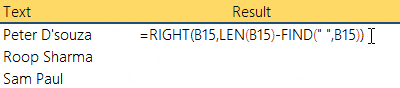 get last name using right function