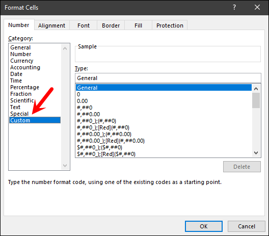 open custom formatting for delta symbol format in excel