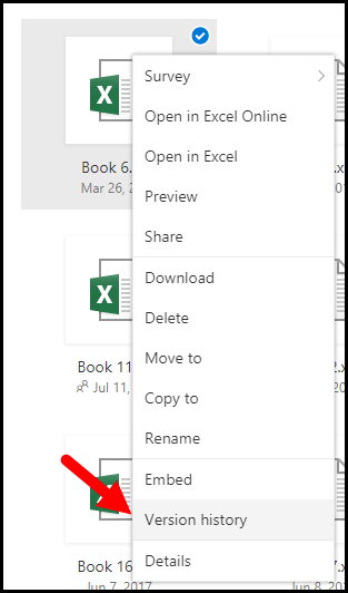 click on version history to open that workbook