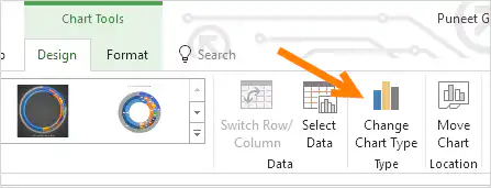 change chart type pie chart to create a speedometer in excel