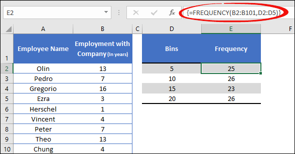 using freuency function to create a dynamic histogram in excel