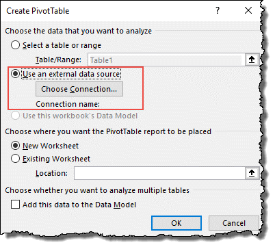 excel pivot table tips tricks to select external data source