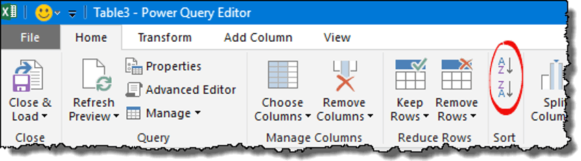 power query sorting