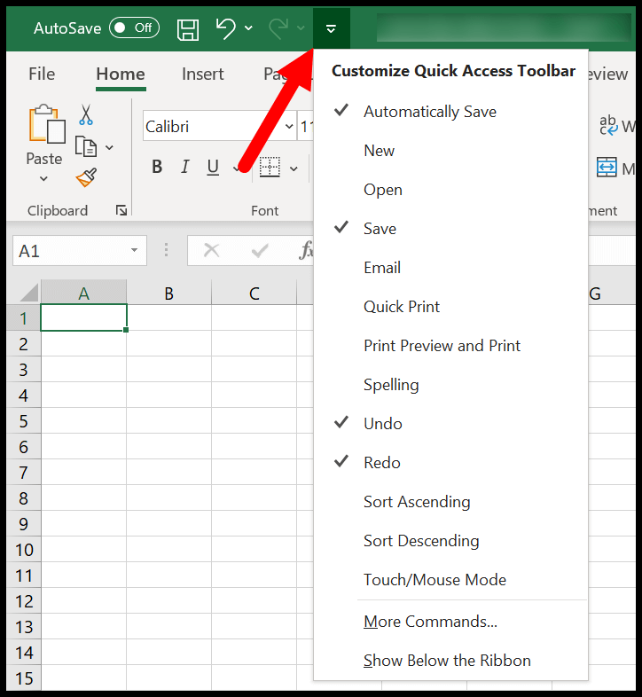 customize quick access for excel for mac