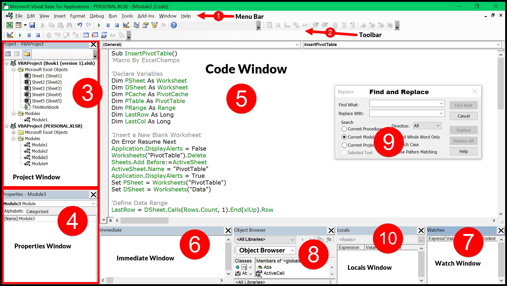 finding vba in excel 2016