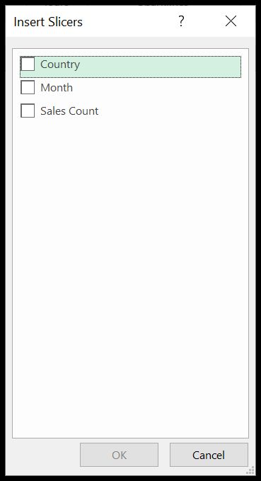 you have dialogue box with all the headers