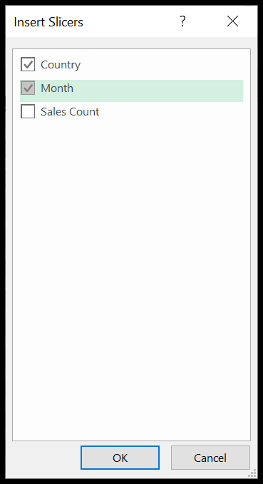 tick mark the column that you want to use