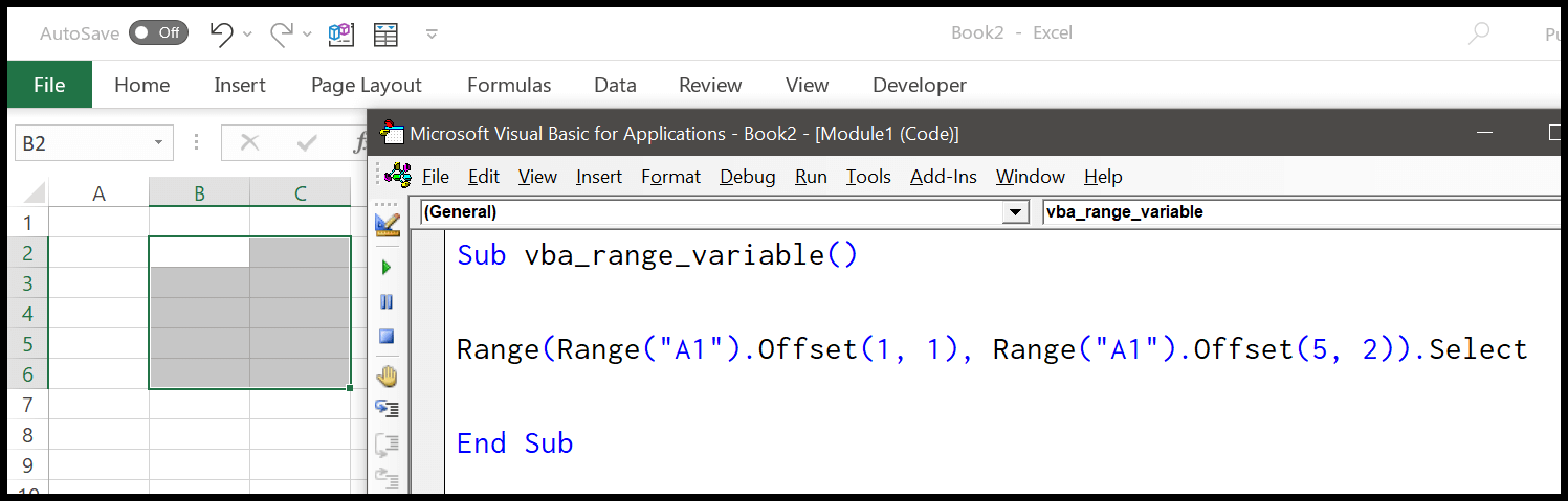 select range using custom size