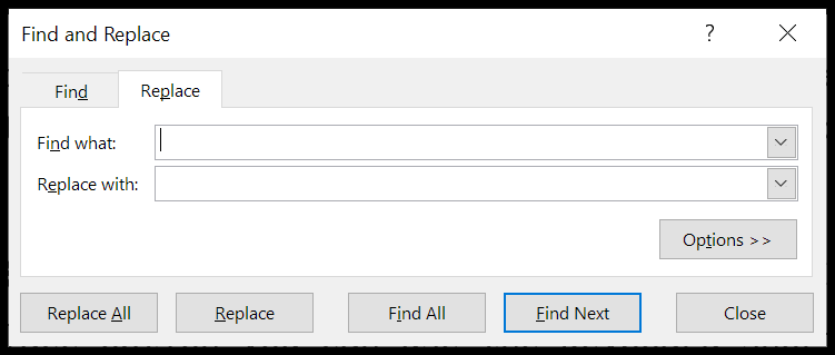 Keyboard Shortcut For Find And Replace In Excel