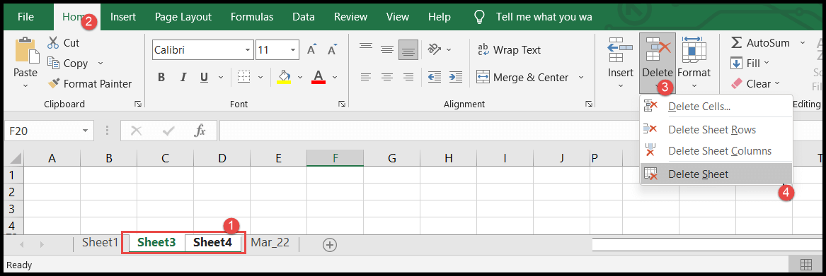 Delete a Sheet (Worksheet) in Excel