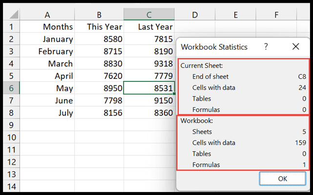 workbook-statistics-dialog-box-status-bar