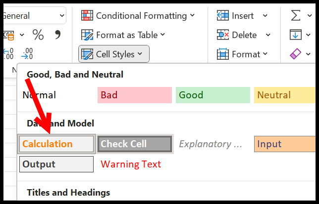 How to Apply Calculation Style in Excel