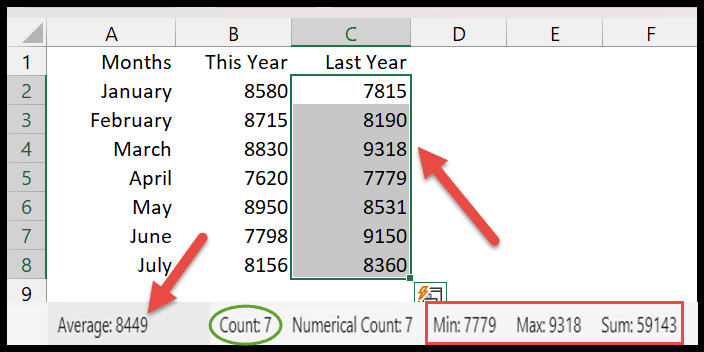 highlight-sum-maximum-minimum-status-bar