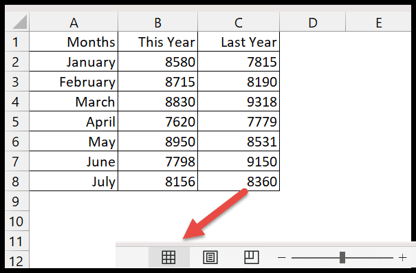normal-view-worksheet-status-bar